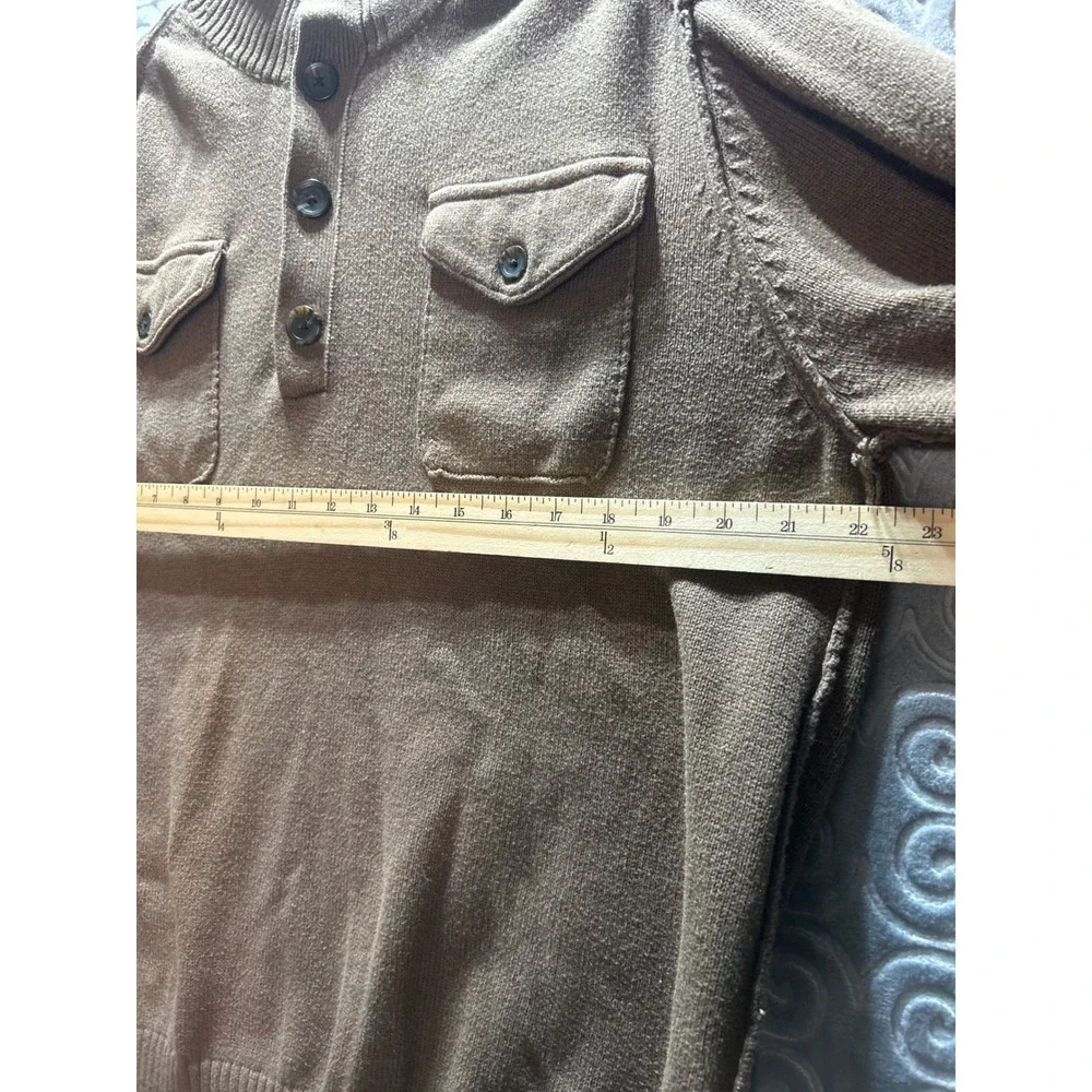 Haggar Mens Brown Knit Mock Neck Button Up Pullover Sweater L G‎ - Picture 7 of 8